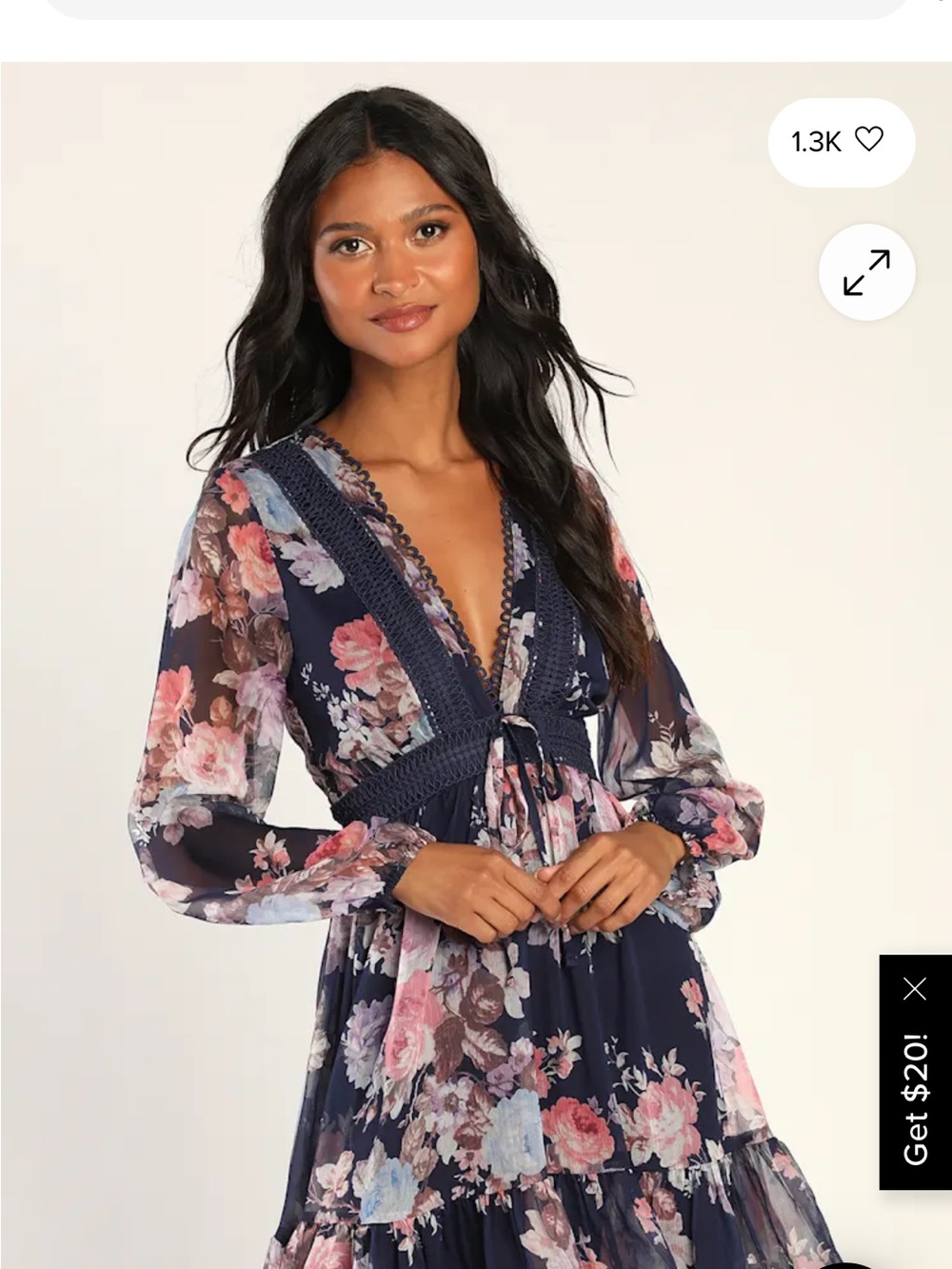 Lulu's Navy Floral Mini Dress with Pink & Blue Blooms